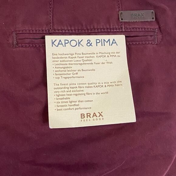 BRAX Casual Performance Regular Fit Chino Pants Pima Cotton Maroon 42 x 34 - Picture 11 of 13